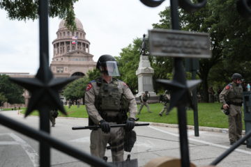 State troopers guard the Capitol during protest against police brutality prompted by George Floyd's death in May 2020.