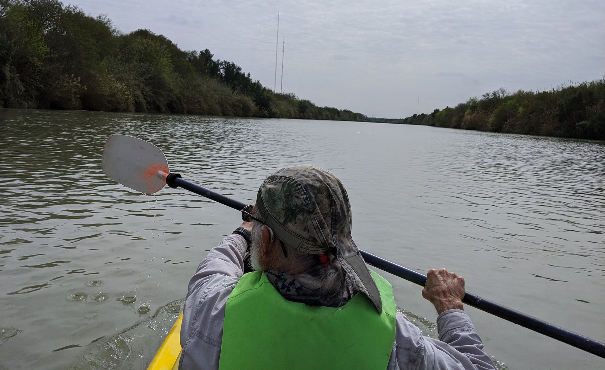 Tom Vaughan paddles his kayak down the Rio Grande.