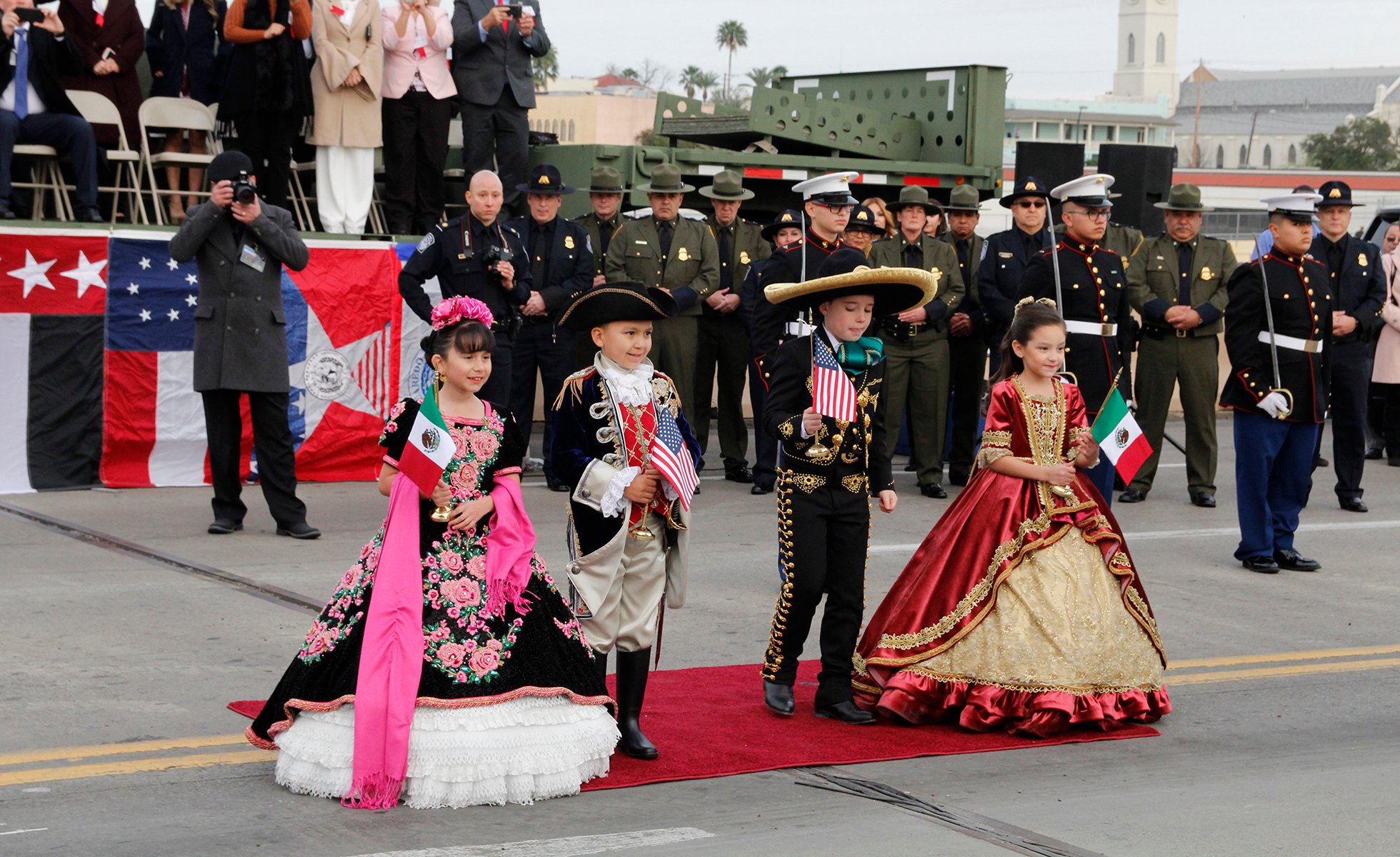 Children from both sides of the Rio Grande come together during Laredo’s 2020 celebration of George Washington’s birthday.