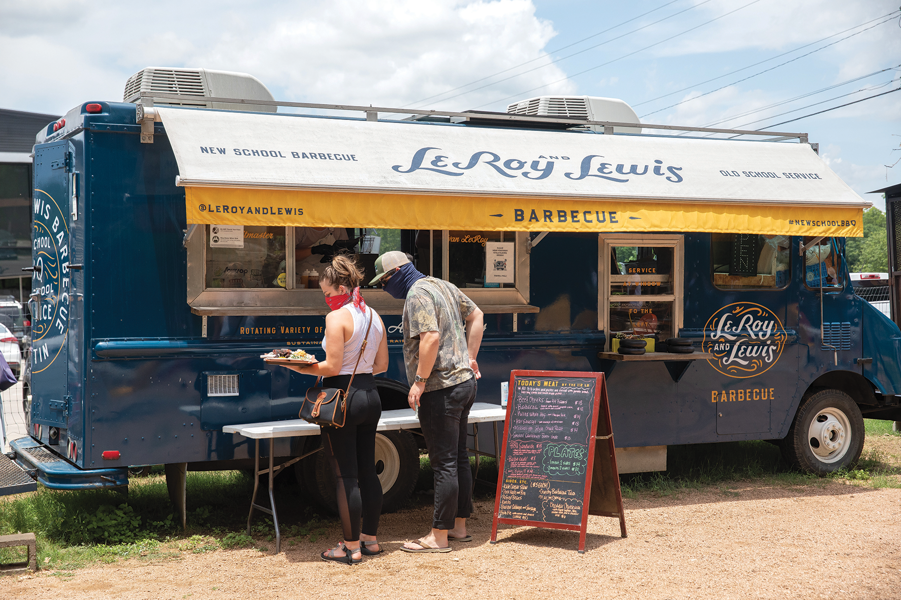 Customers order at the food truck, which remained open for pickup and operates as usual.