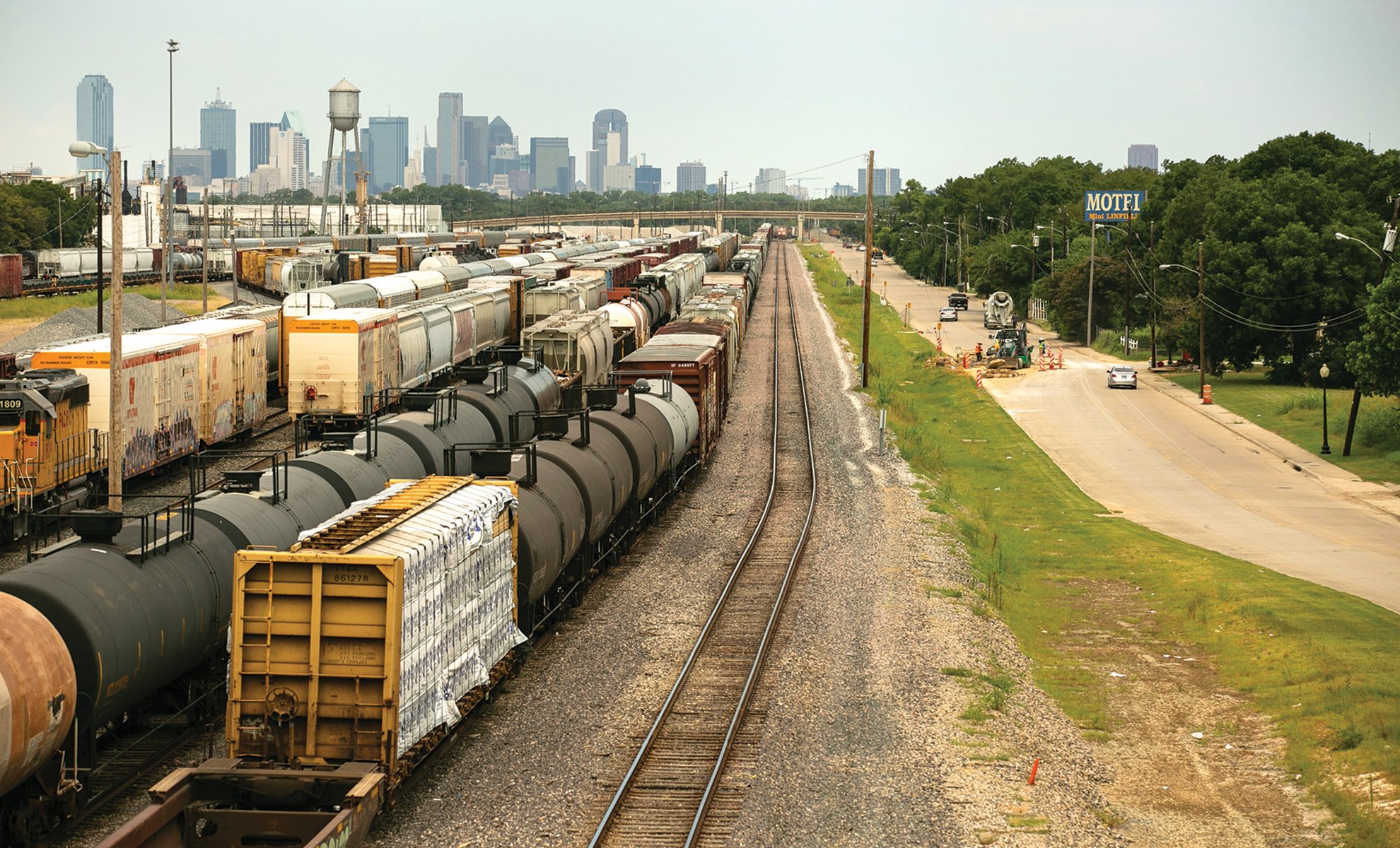 Industrial facilities, like this railyard, are heavily concentrated near communities of color south of downtown Dallas.