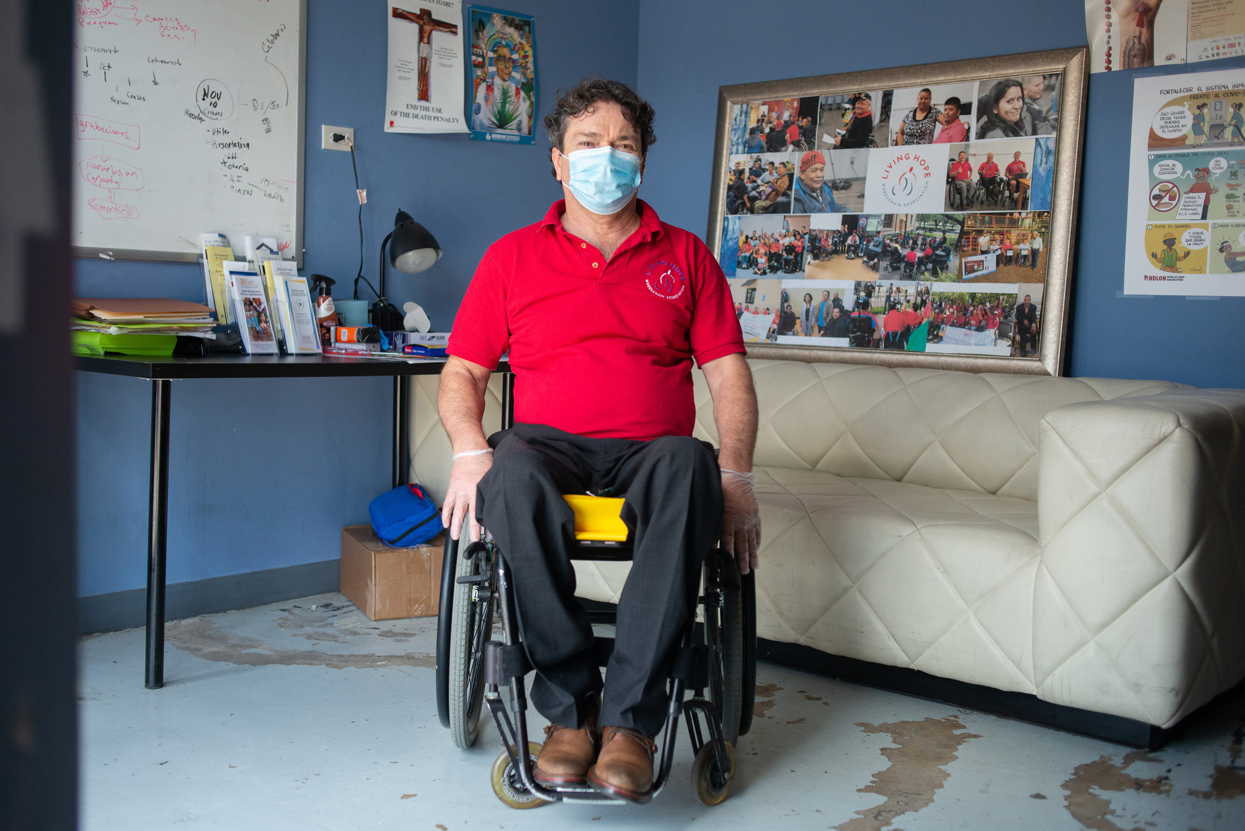 Alejandro Rodríguez, pictured in Living Hope’s office, oversees the organization’s medical equipment operation.