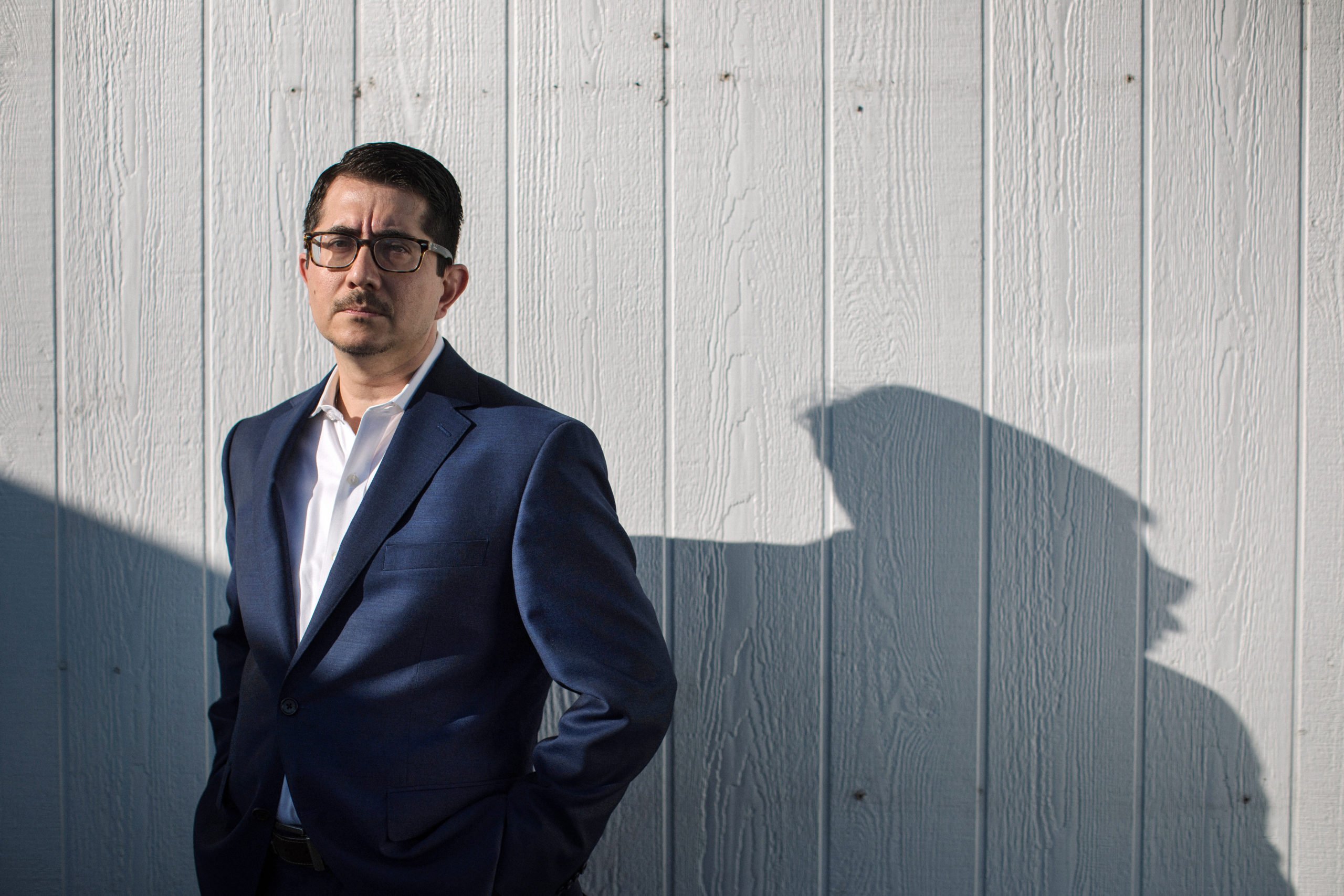 José Garza, candidate for Travis County District Attorney, stands for a portrait in East Austin, Tex., on Sept. 25, 2020. (Tamir Kalifa for The Texas Observer)