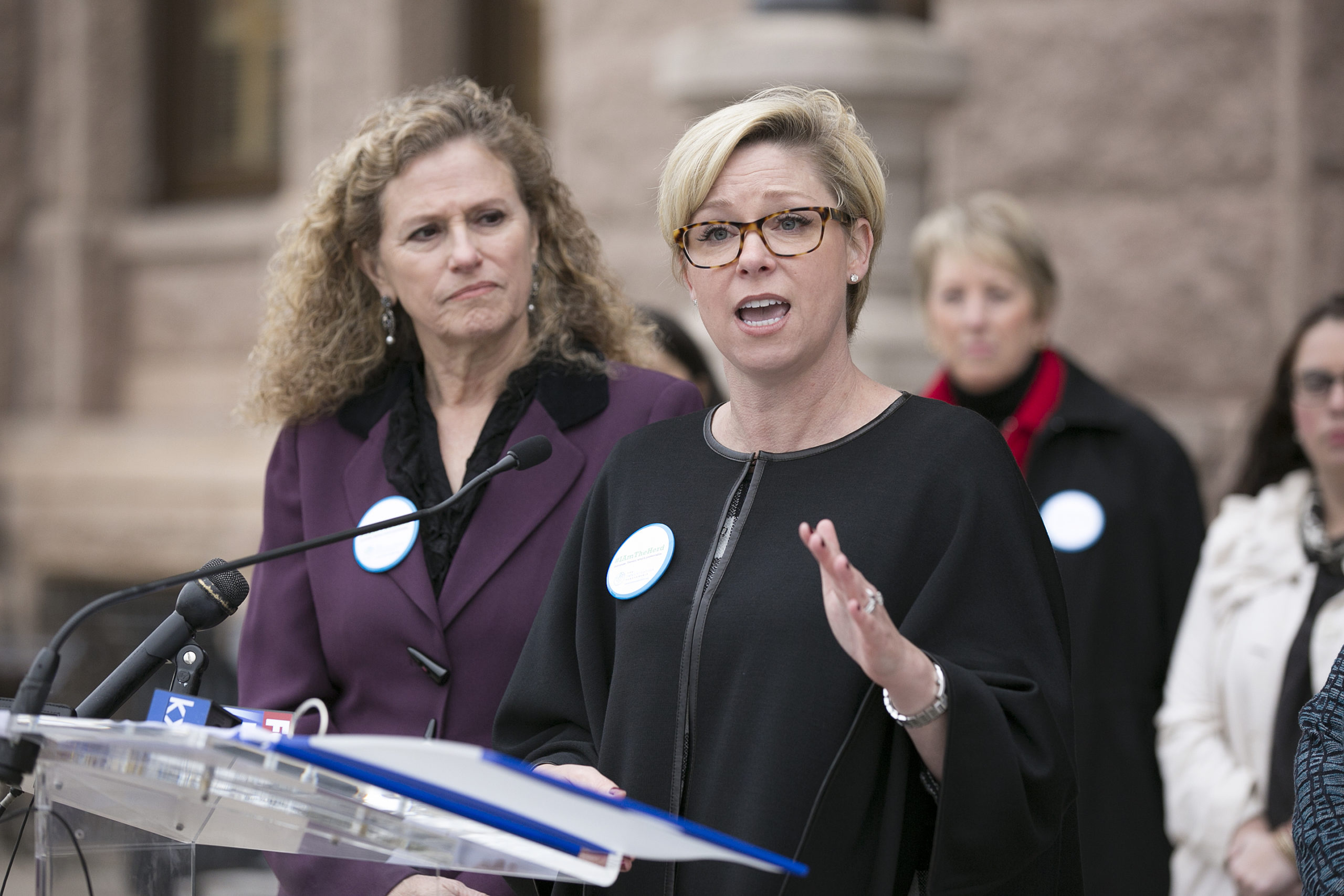 State Rep. Sarah Davis speaks about the vaccination and cancer issues in regards to the HPV vaccine in the state during a news conference at the Capitol, Wednesday, Dec. 7, 2016, in Austin, Texas. Texas could host the nation's next major fight over stricter requirements for immunizations as its rates of schoolchildren who refuse to get shots for non-medical reasons rises. (Deborah Cannon/Austin American-Statesman via AP)