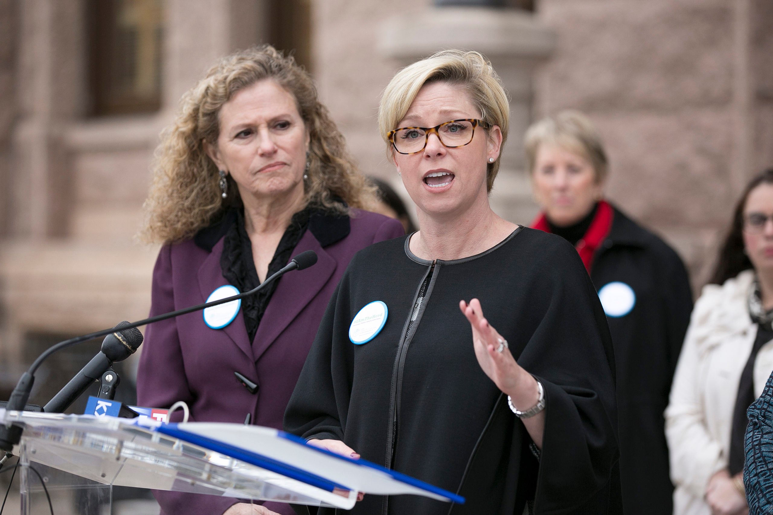 State Rep. Sarah Davis speaks about the vaccination and cancer issues in regards to the HPV vaccine in the state during a news conference at the Capitol, Wednesday, Dec. 7, 2016, in Austin, Texas. Texas could host the nation's next major fight over stricter requirements for immunizations as its rates of schoolchildren who refuse to get shots for non-medical reasons rises. (Deborah Cannon/Austin American-Statesman via AP)