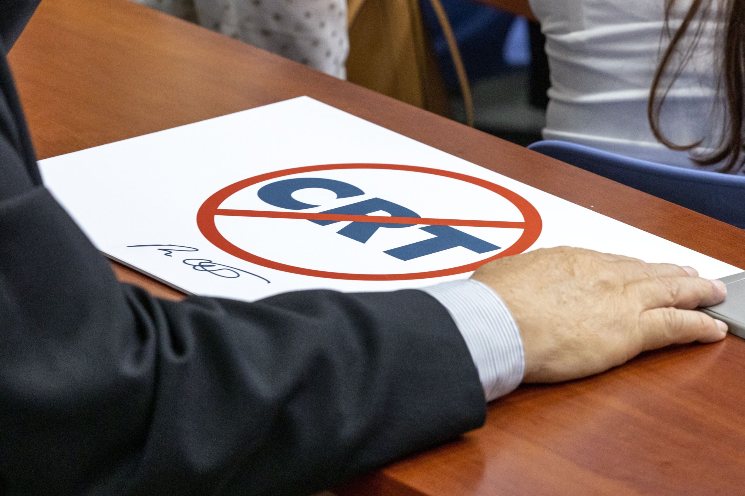 Florida Governor Ron DeSantis signs HB7, also dubbed the "stop woke" bill, at Mater Academy Charter Middle/High School in Hialeah Gardens, Florida.