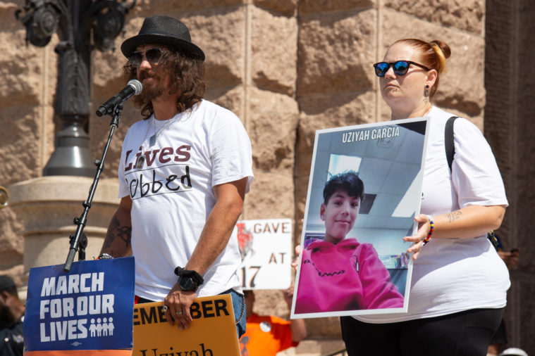 The guardians of Uziyah Garcia, lost in the shooting, speak at the Capitol.