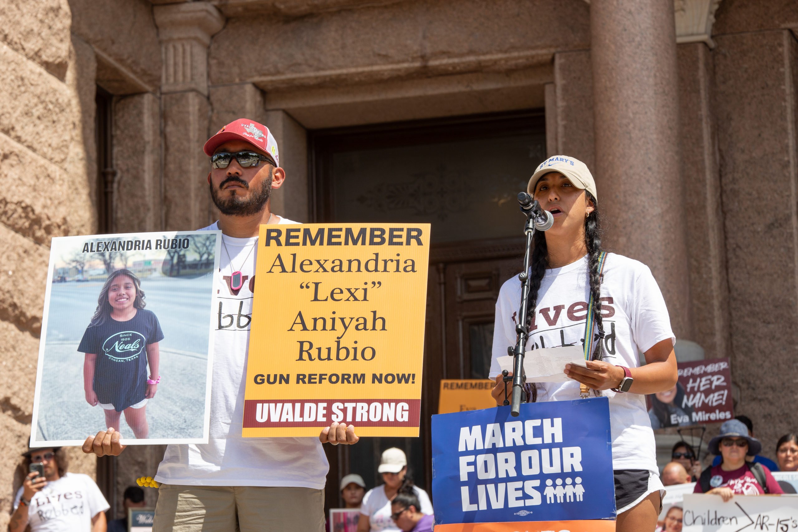 The parents of Lexi Rubio, lost in the shooting, speak at the Capitol.