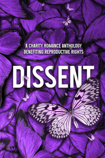 The cover of the Dissent Anthology, which is in purple with white text with a butterfly motif.