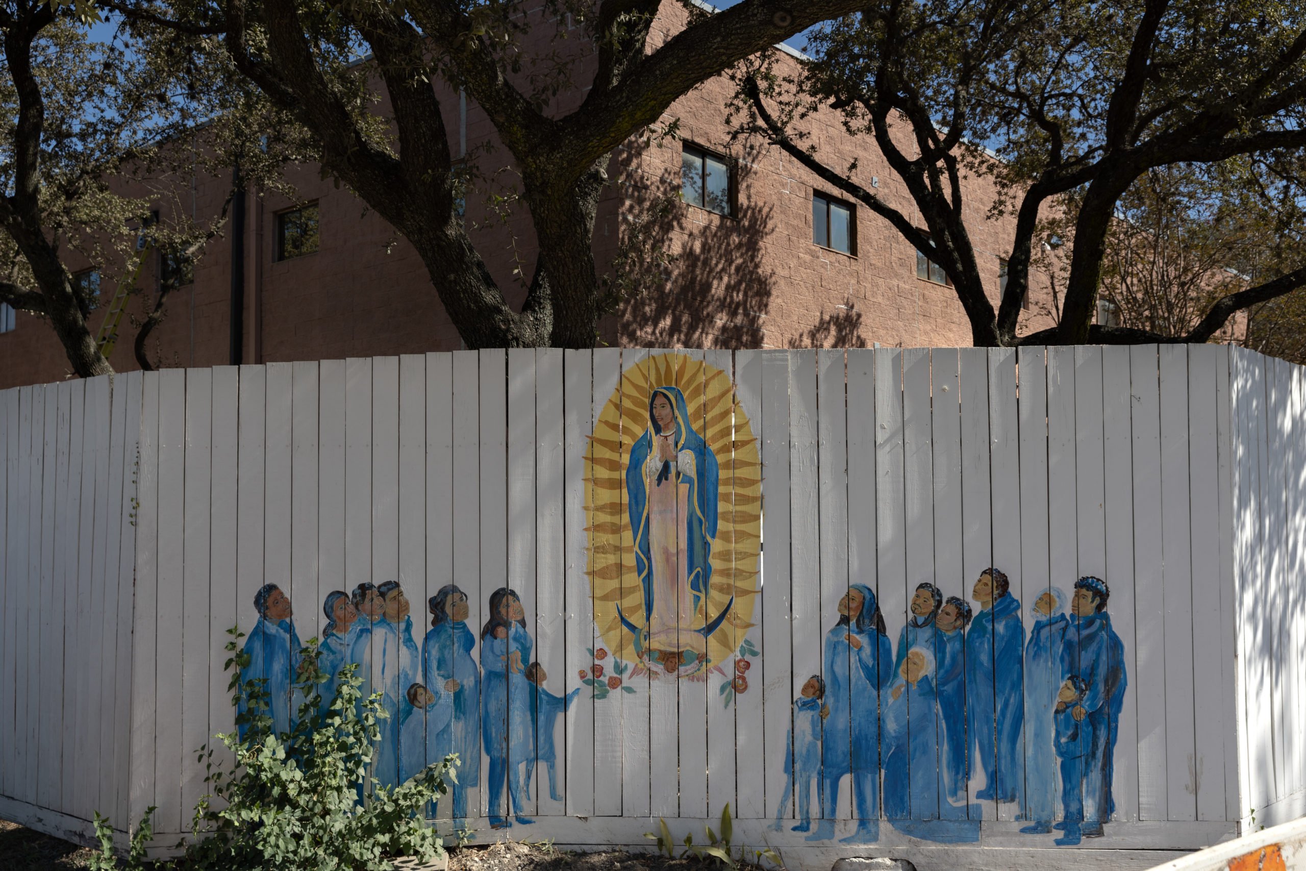 A mural outside of Casa Juan Diego in Houston.