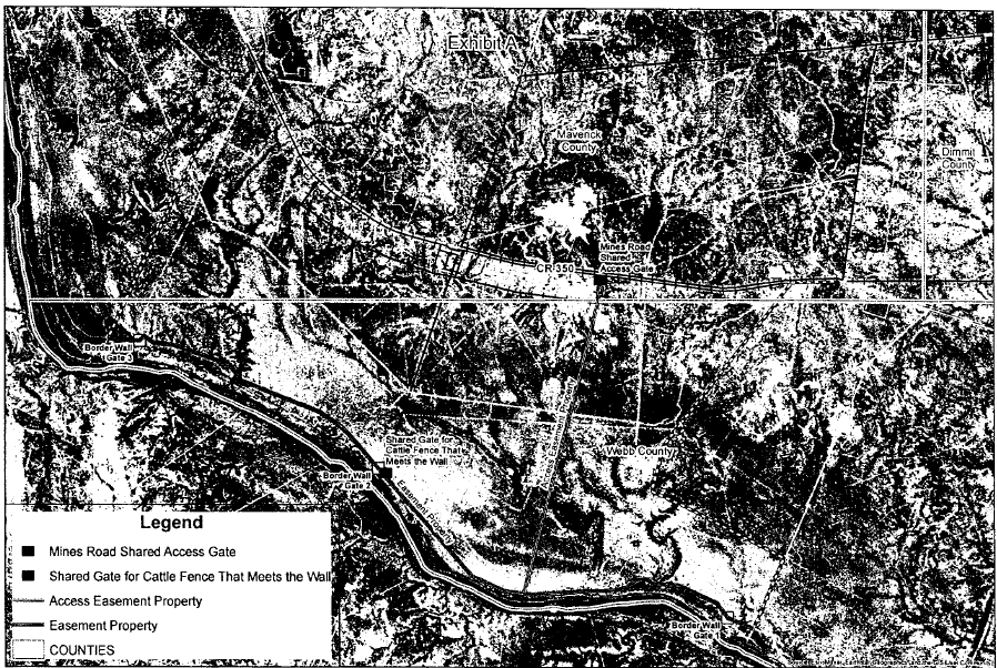 A map showing the route of the Faith Ranch easement that the state acquired for its border wall.