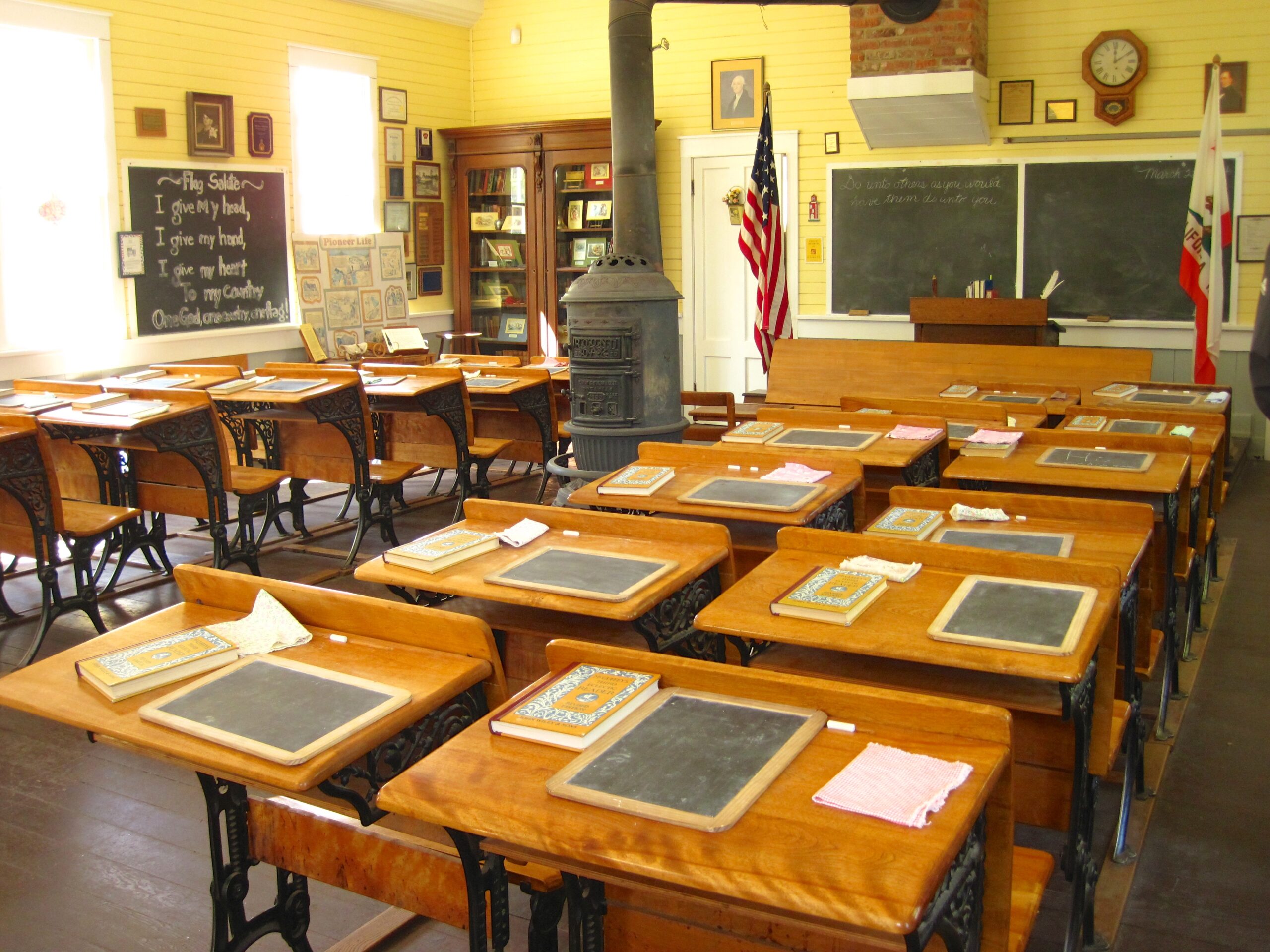 Old time schoolhouse chairs