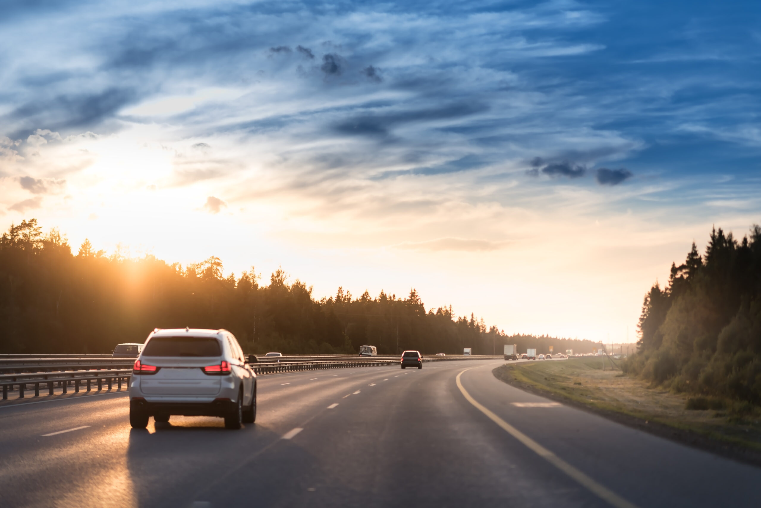 An image of a highway at dawn