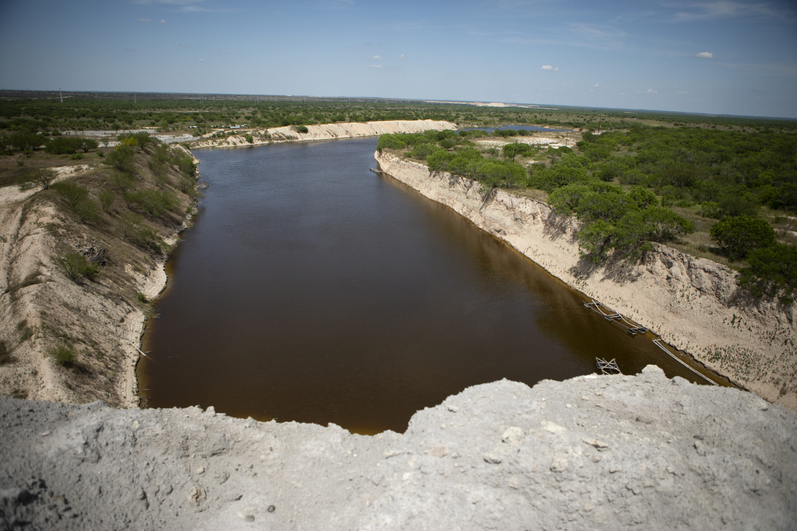 An abandoned lignite coal mine is located on the property of the Peeler Family Ranch.