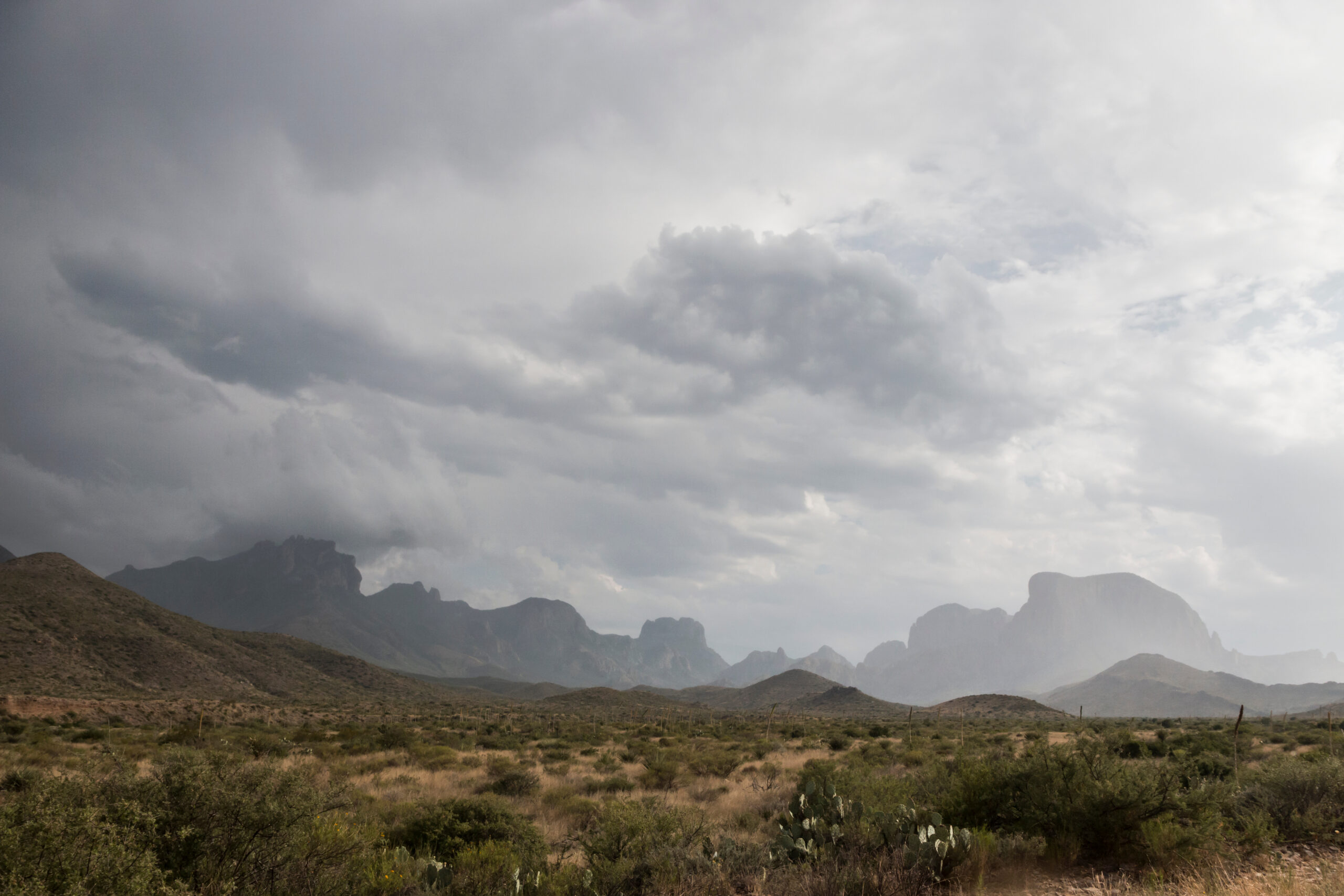 A thunderstorm rolls through the expansive skies above Big Bend National Park in Texas.