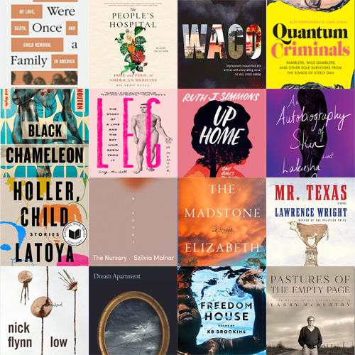 A checkerboard of book covers from TXO's roundup of the best books of 2023