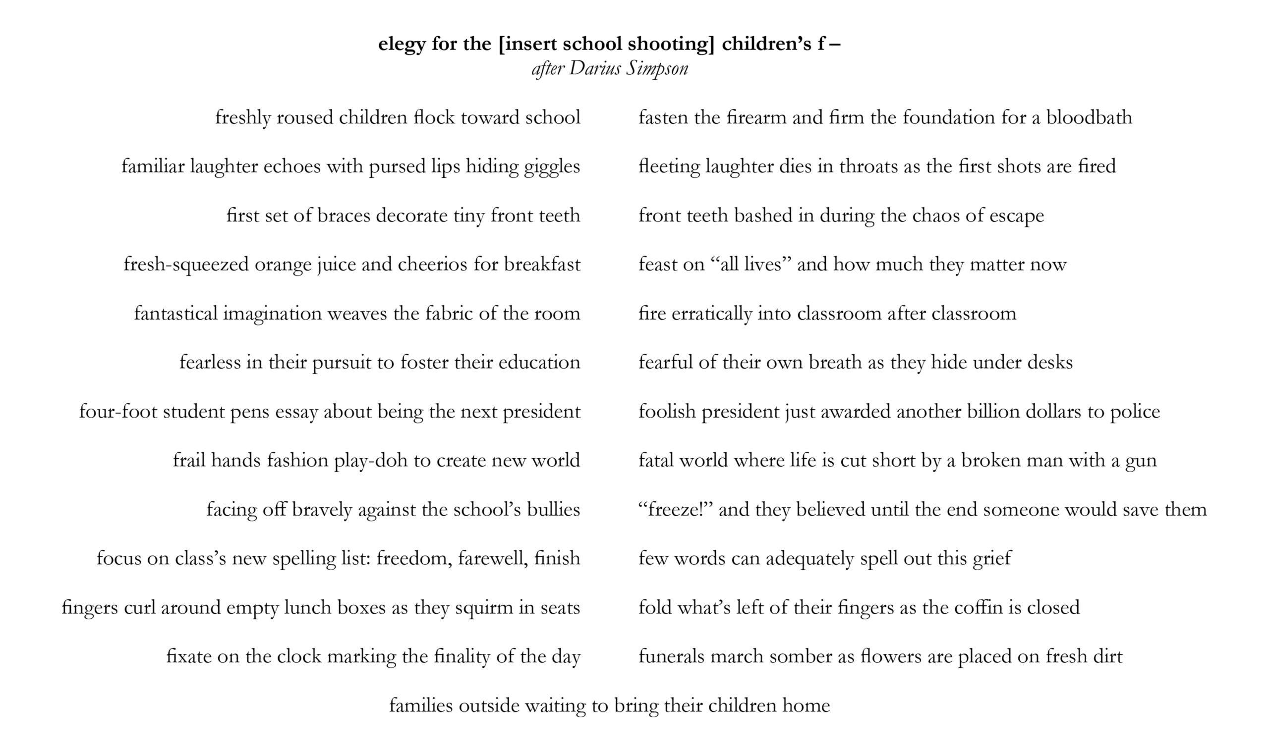 Poem: elegy for the [insert school shooting] children’s f—