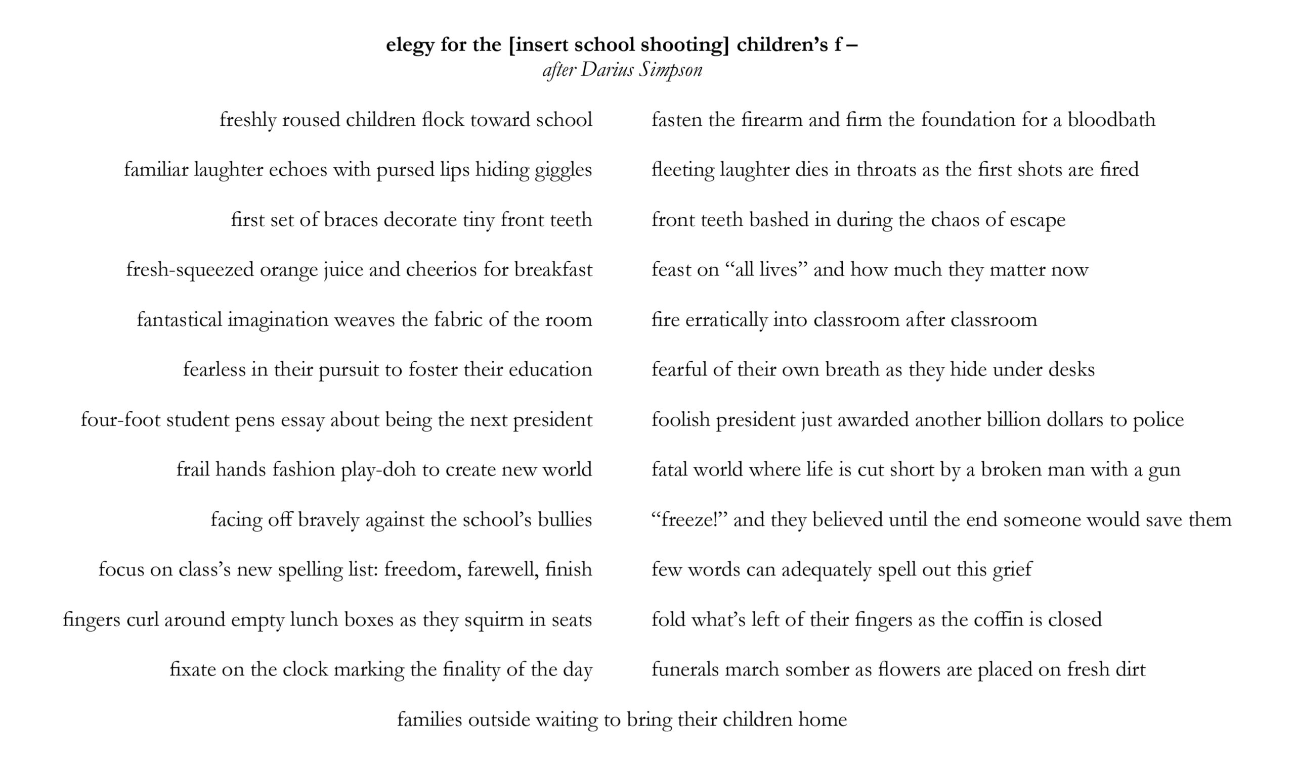 Poem: elegy for the [insert school shooting] children’s f—