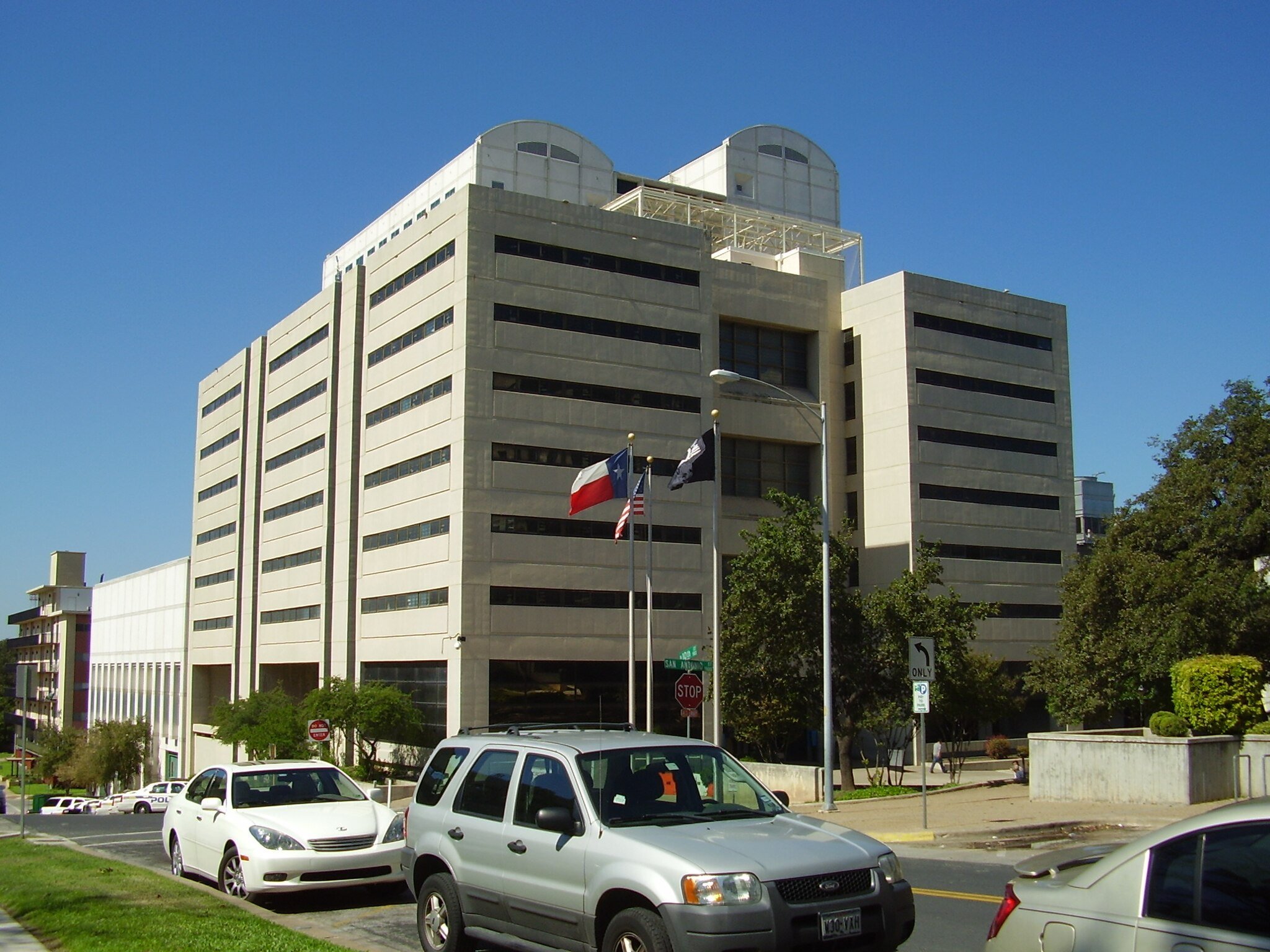 A photo of the exterior of the Travis County Jail in Austin.